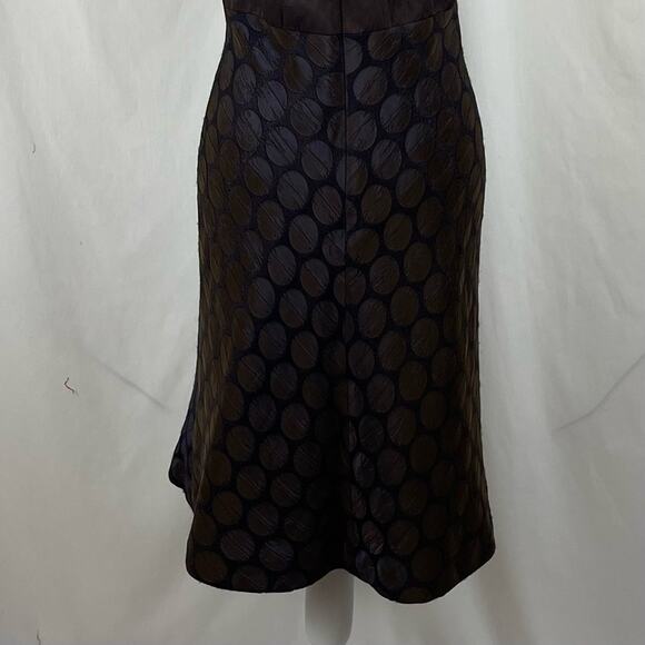 Badgley Mischka Black Brown Polka Dot Quiet Luxury Party Event Dress Size S - Picture 7 of 14